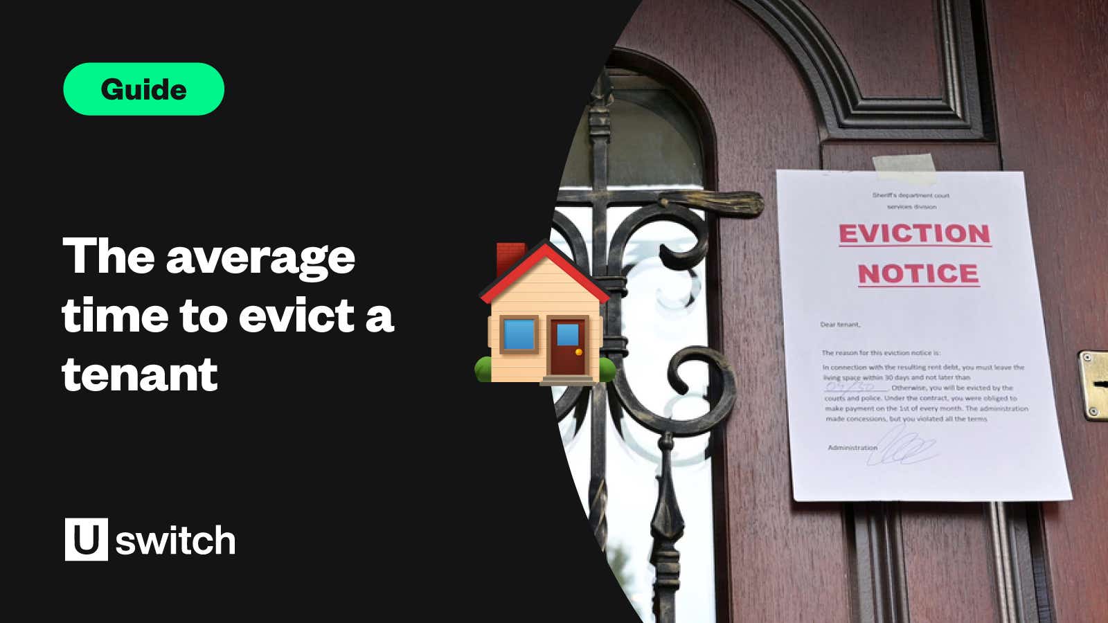 Feature image of a door with an eviction notice taped to it, with the text 'The average time to evict a tenant.'