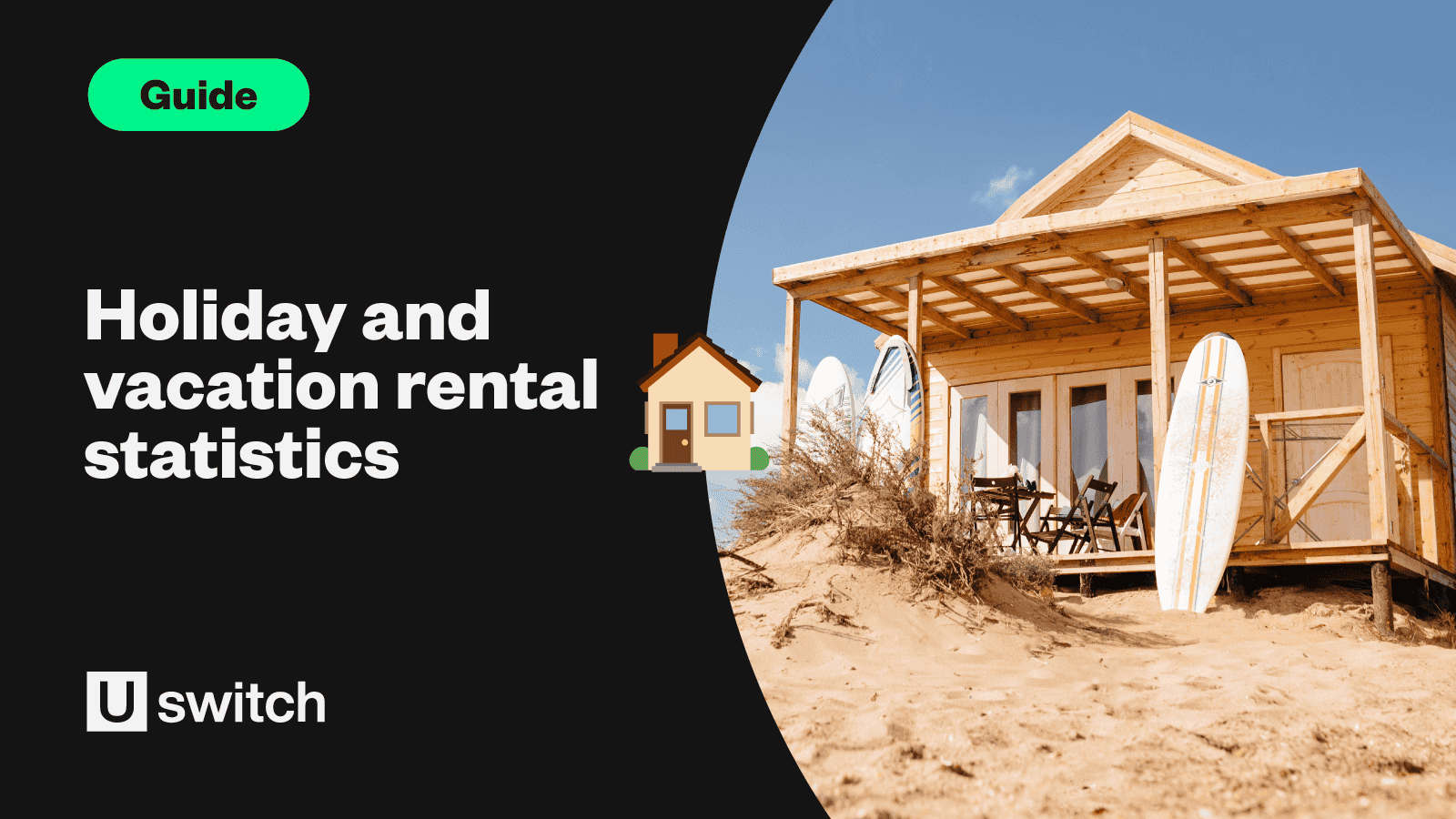 Feature image of a beachfront property with the text 'Holiday and vacation rental statistics.'