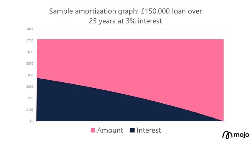 Mortgage amortization graph from Mojo Mortgages