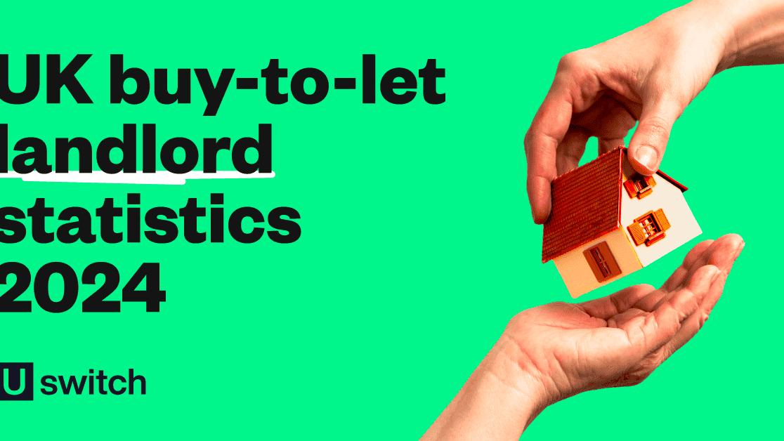 Feature image containing a house alongside the title 'UK buy-to-let landlord statistics 2024'