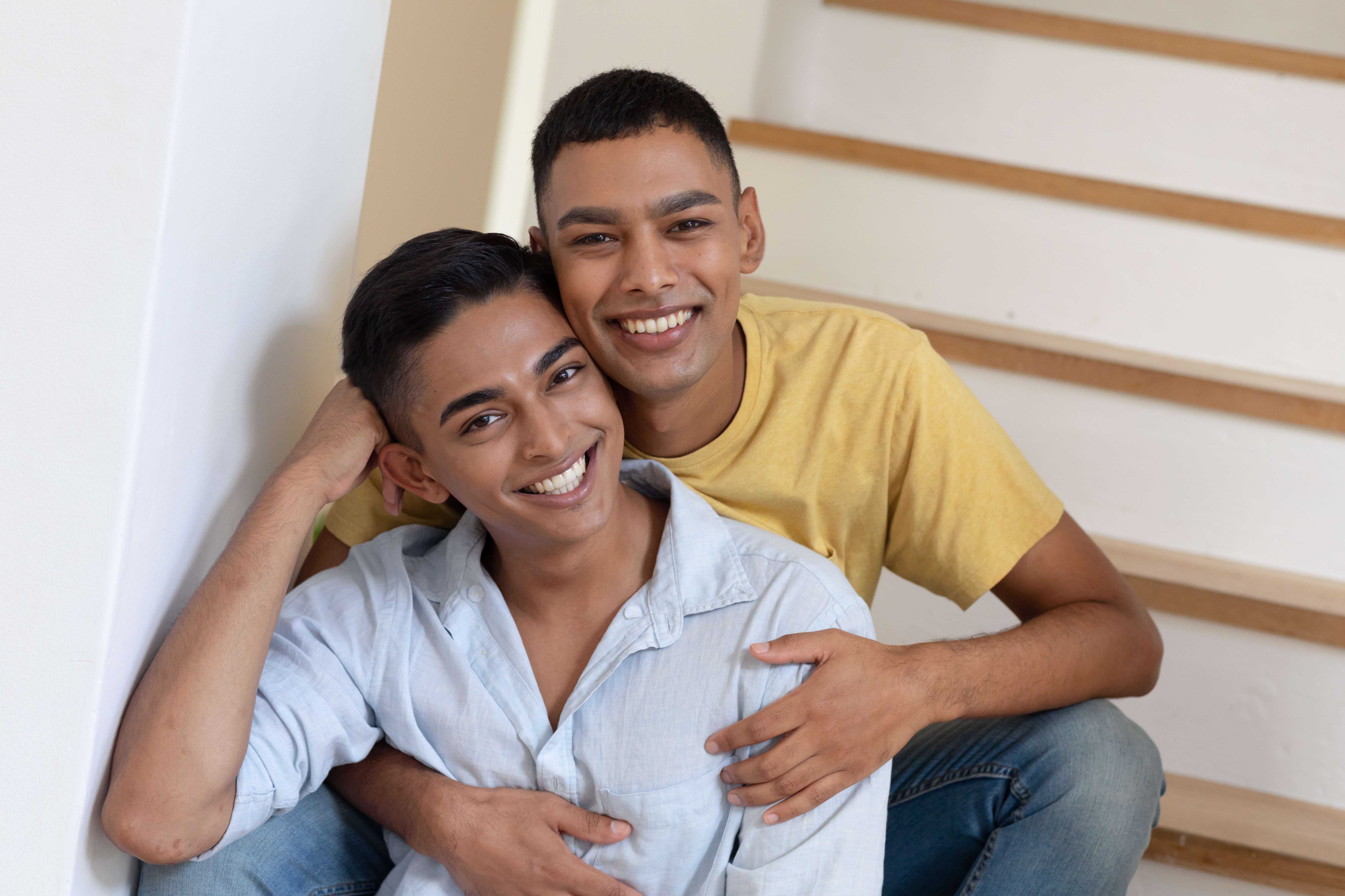 Couple sitting on the stairs