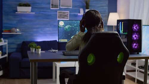 Woman at computer desk