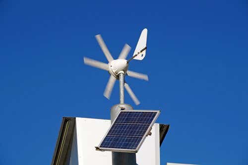 House with domestic wind turbine