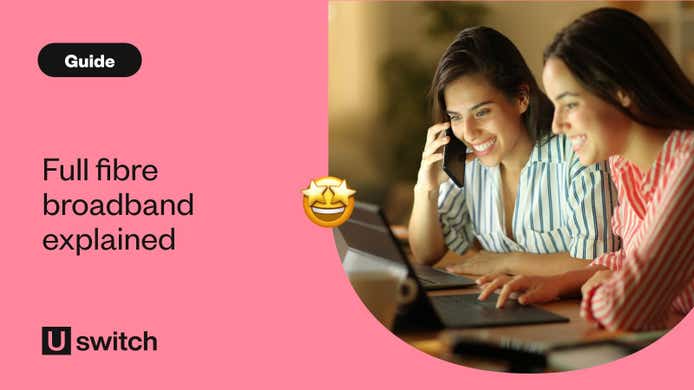 image of a woman using full fibre broadband at home