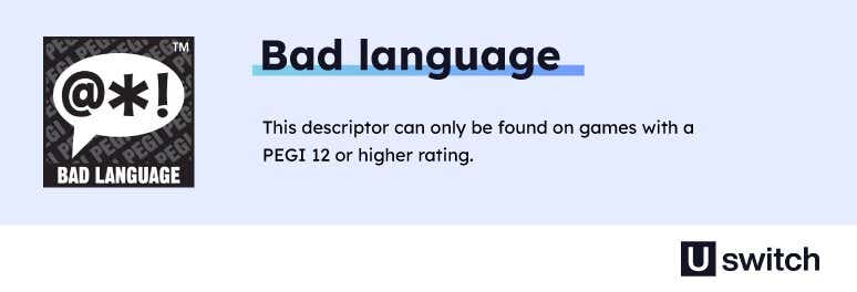 Bad language icon which is found on games with a PEGI 12 or higher rating