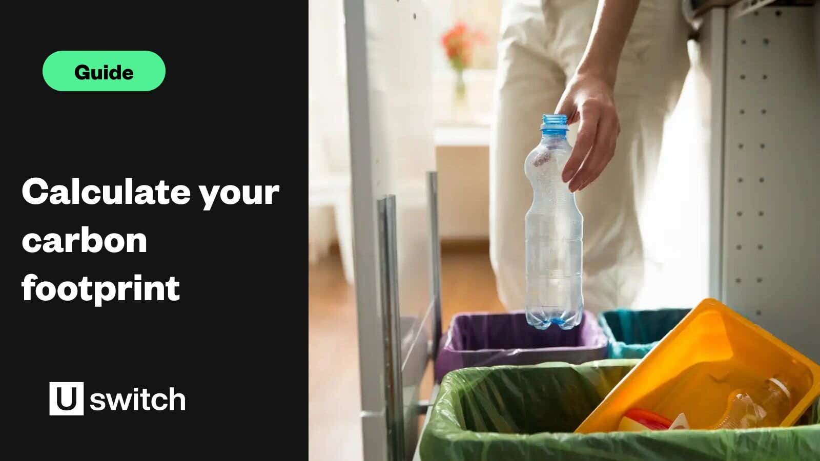 Man recycling plastic bottle at home.