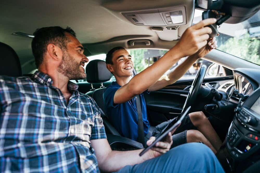 Young person driving a car