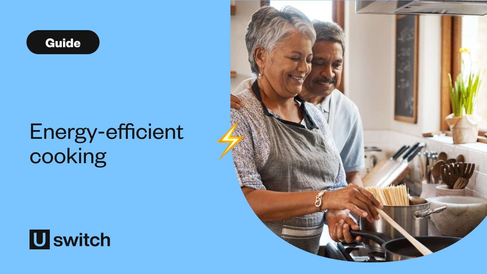 Older couple cooking in kitchen