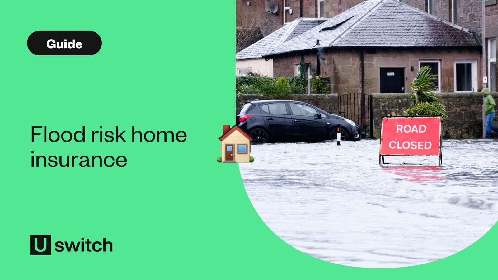 Road closed sign outside house on a flooded street