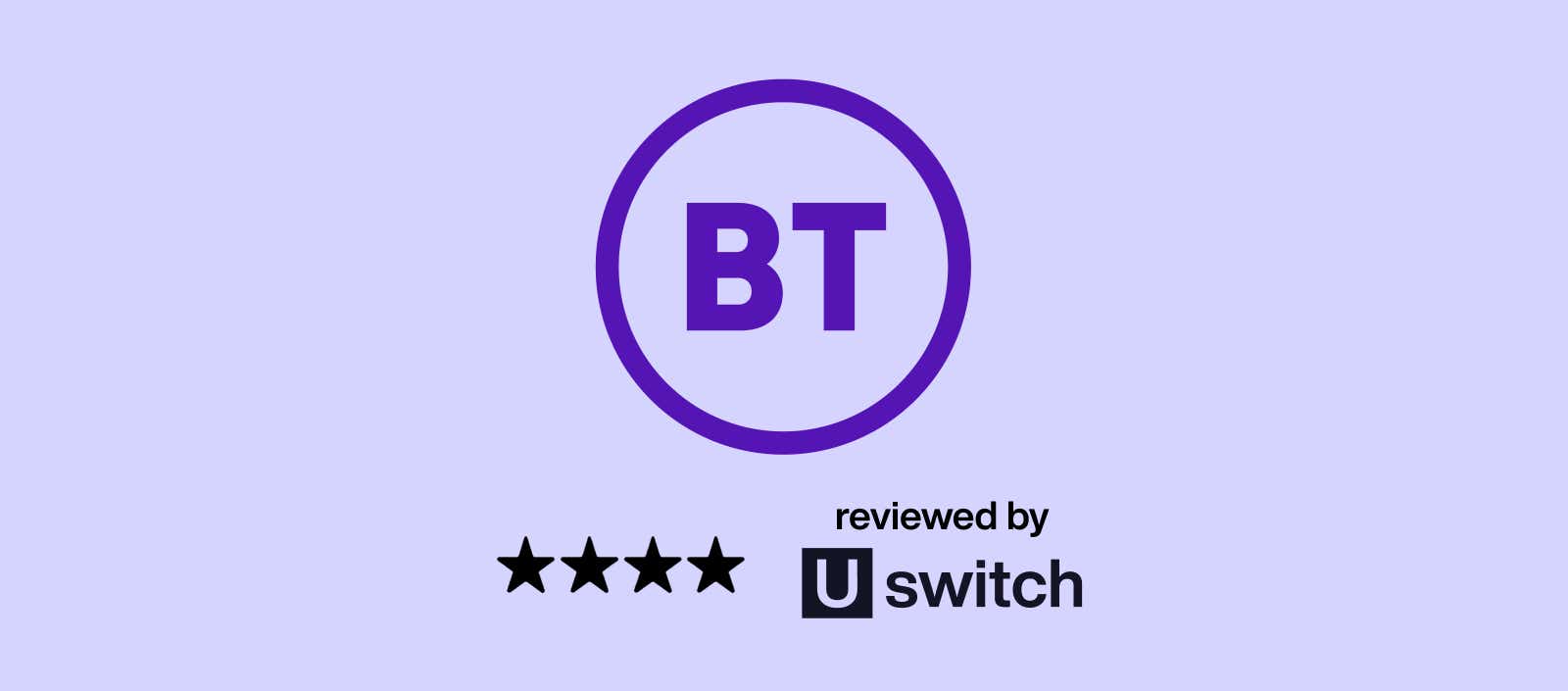 bt logo with a star rating and uswitch logo underneath