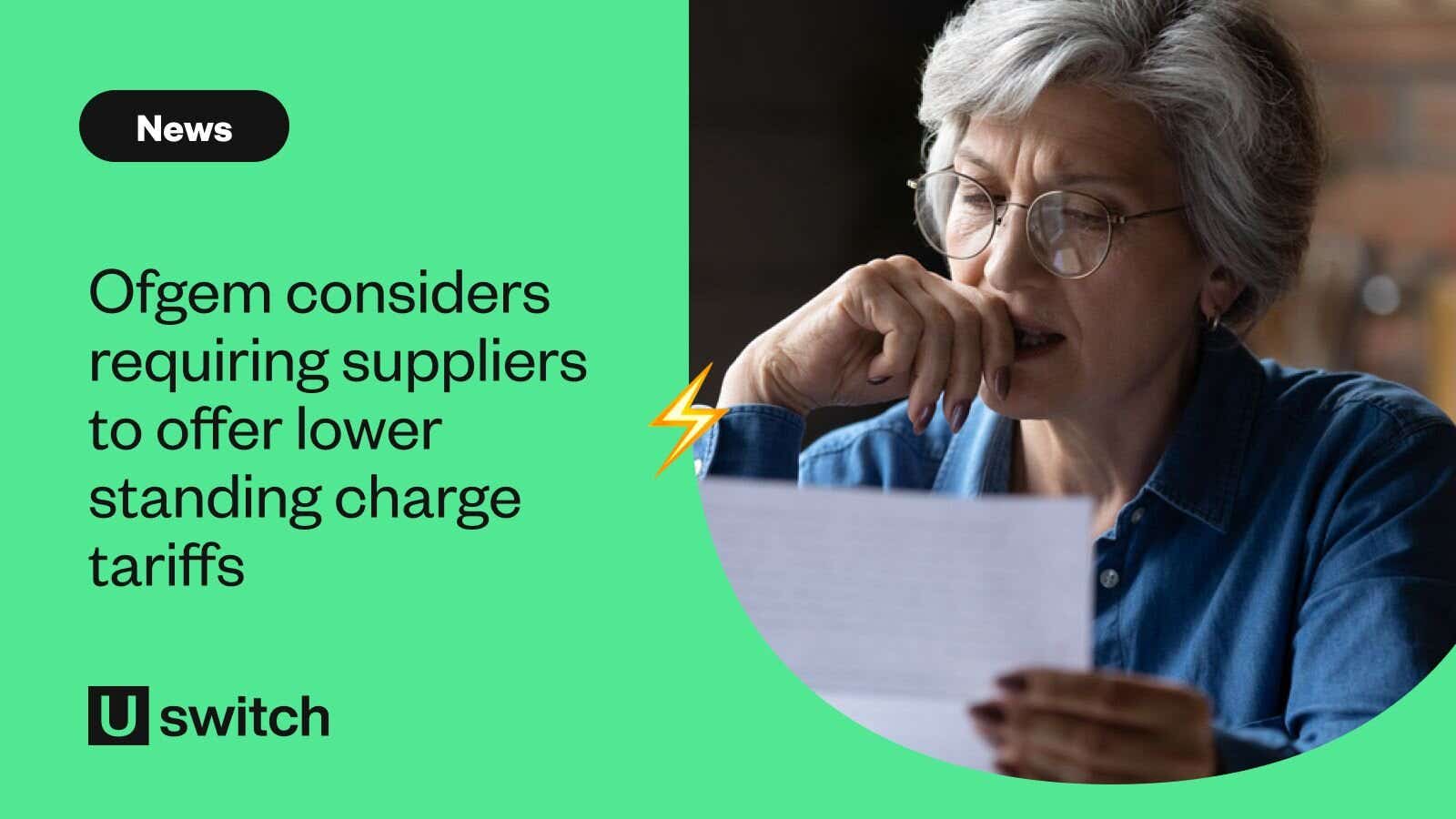 Elderly woman looking at energy bill