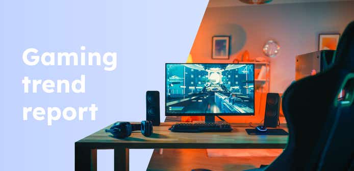 Image of a gaming pc on a desk with the overlay 'gaming trend report'