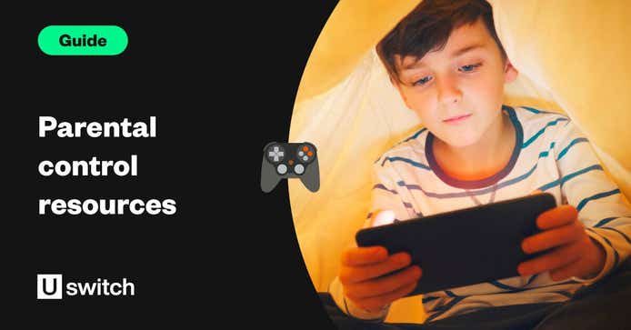 A header image with the text "Parental control resources" and a photo of a boy playing a handheld gaming device. 