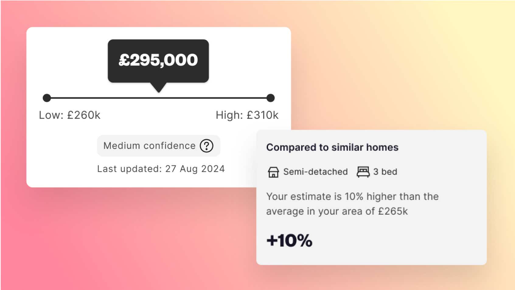 Uswitch app showing home value estimate