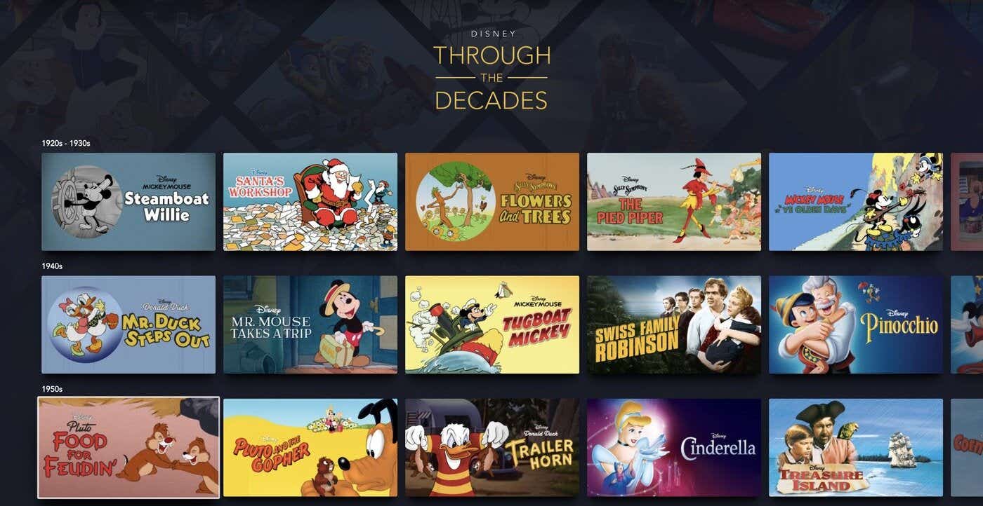 list of disney titles through the decades