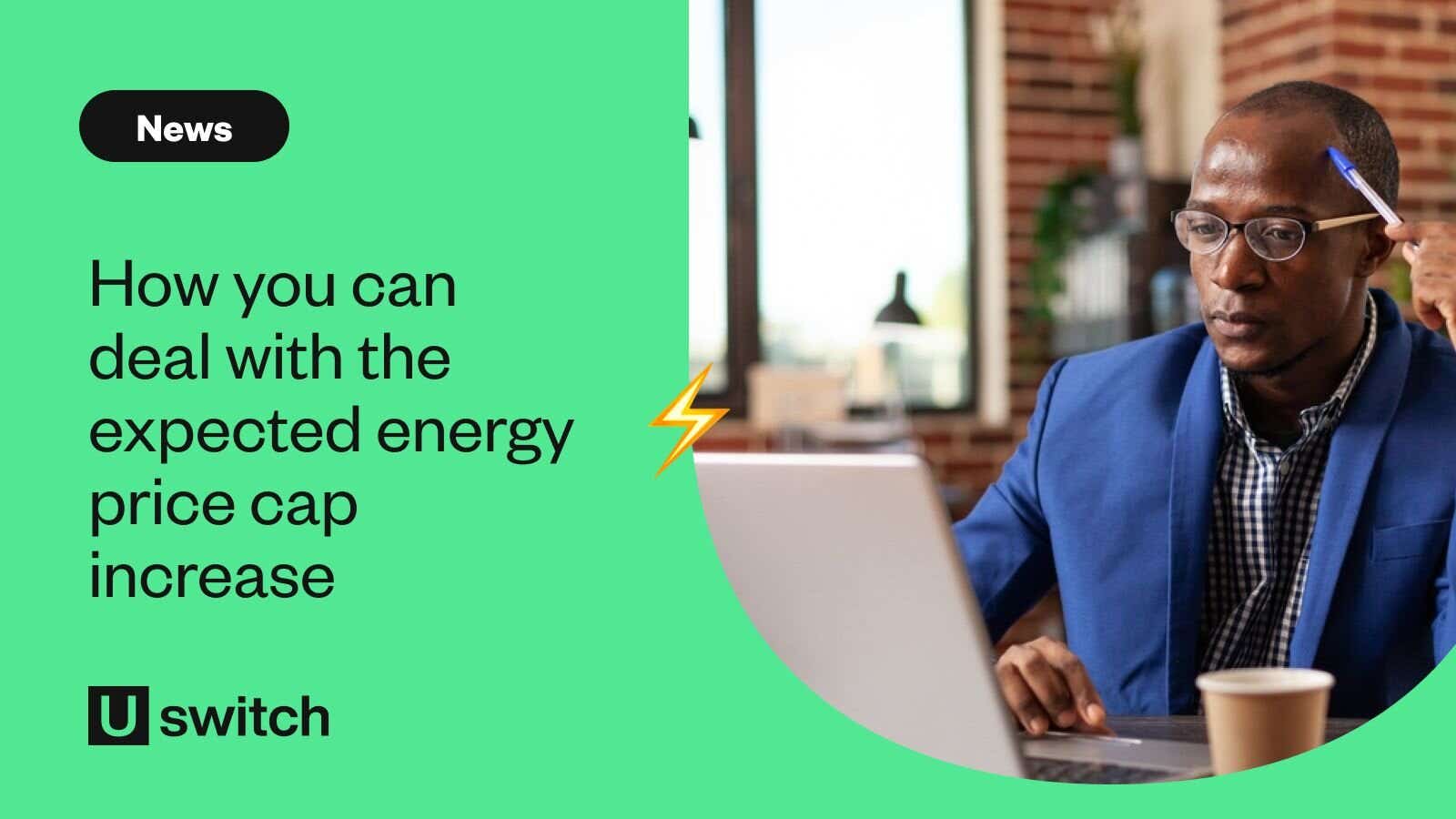 Man fixing energy on laptop