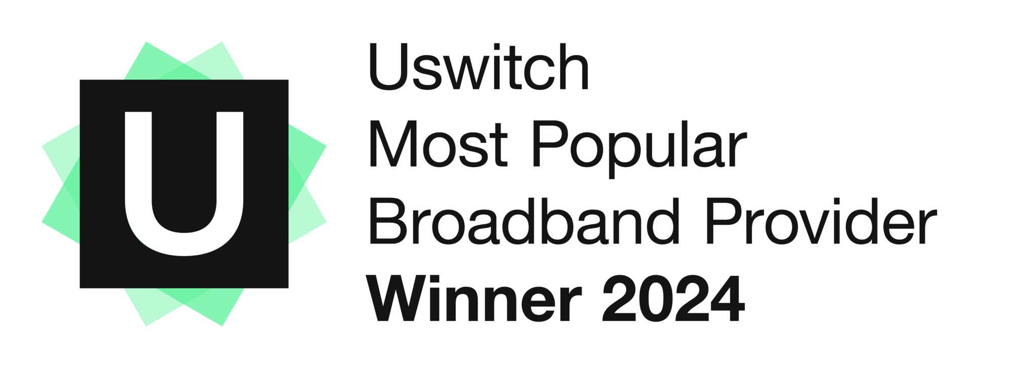 most popular broadband provider uswitch telecoms awards logo