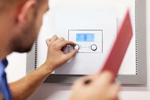 Man installing a boiler