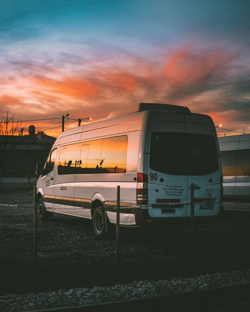 Van at sunset