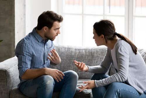 Couple arguing about energy waste