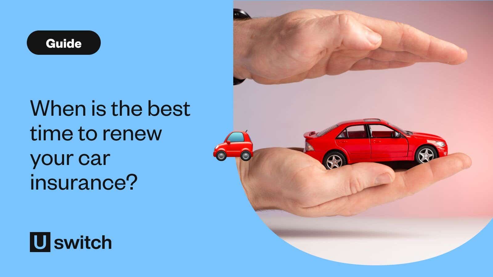 A person holding a red car in one hand with the other hand overing above