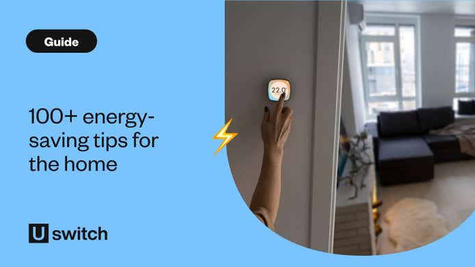 Woman saving energy at home via thermostat