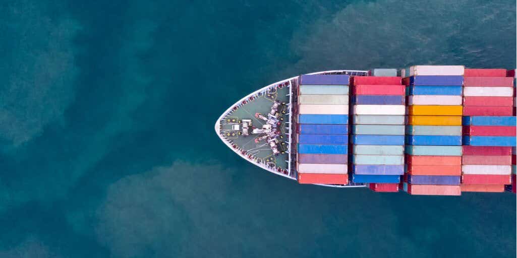 Ship loaded with shipping containers