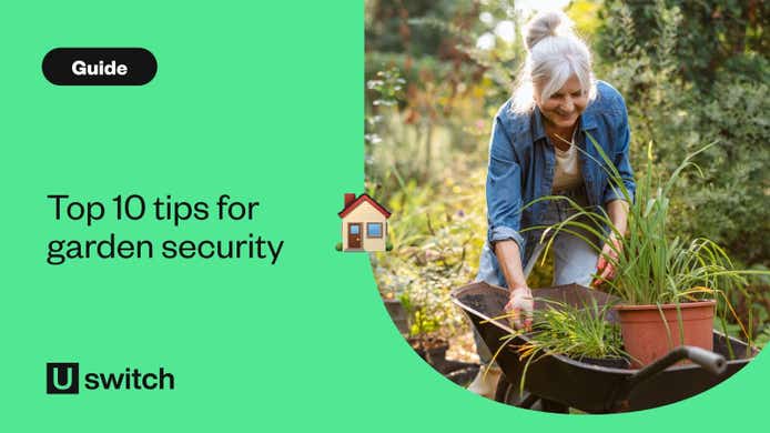 Woman in garden with wheelbarrow full of plants