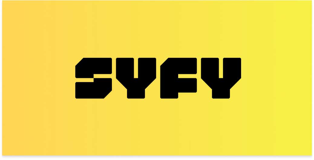 syfy logo on a yellow background