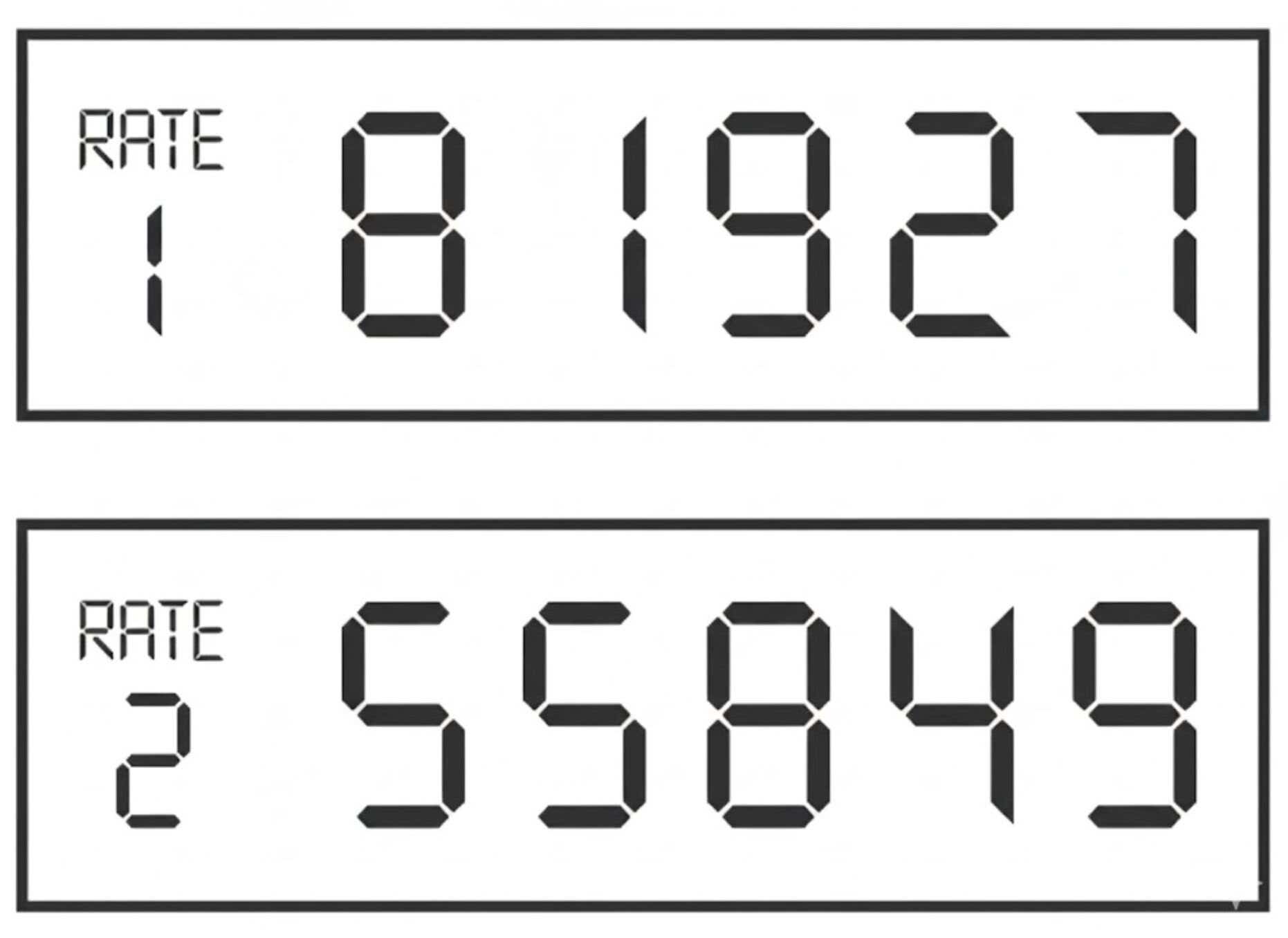 Two-rate single display digital meter example