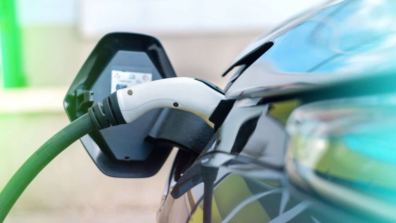 Electric car plugged in 