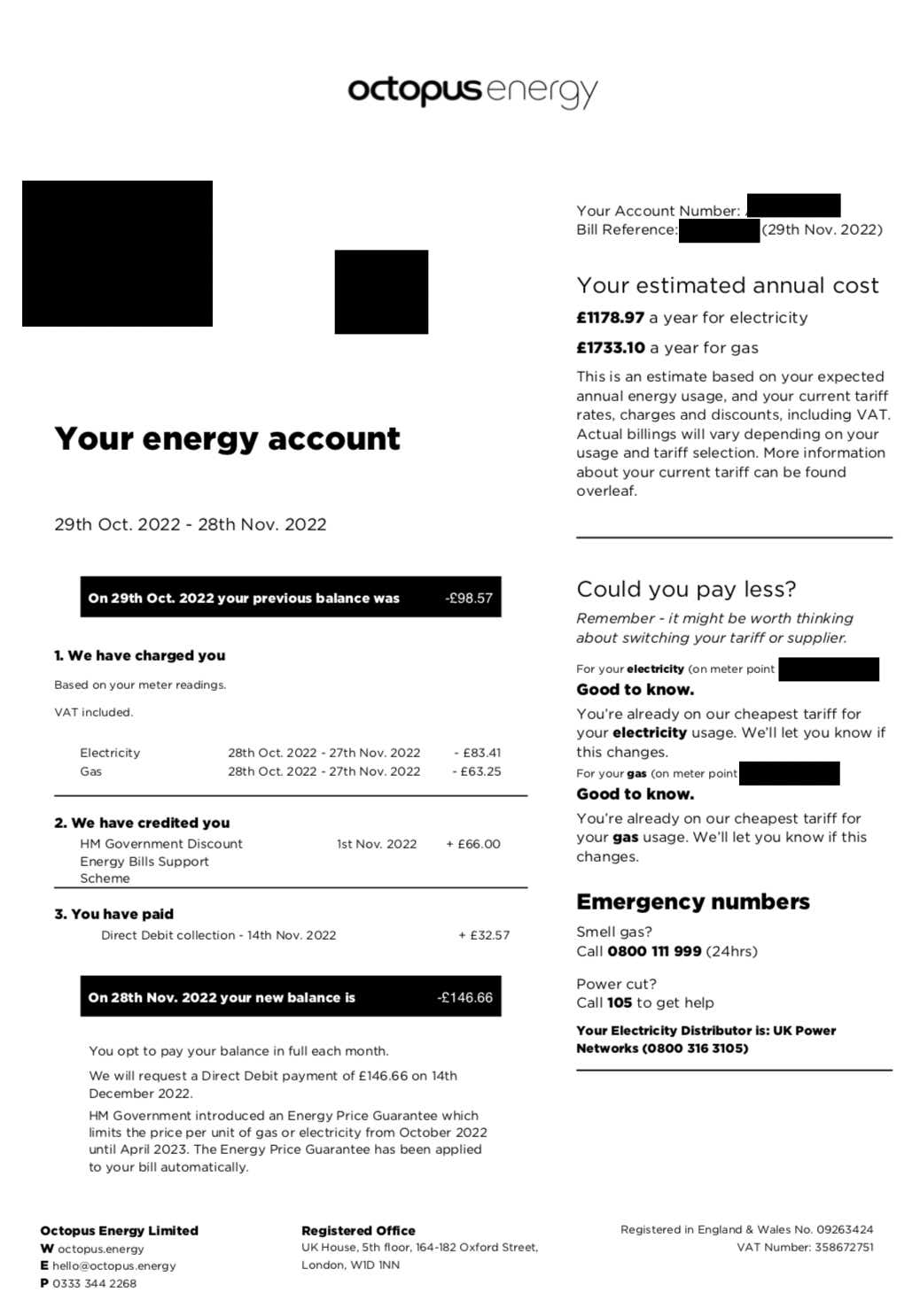 How do I read my Octopus Energy bill? 1