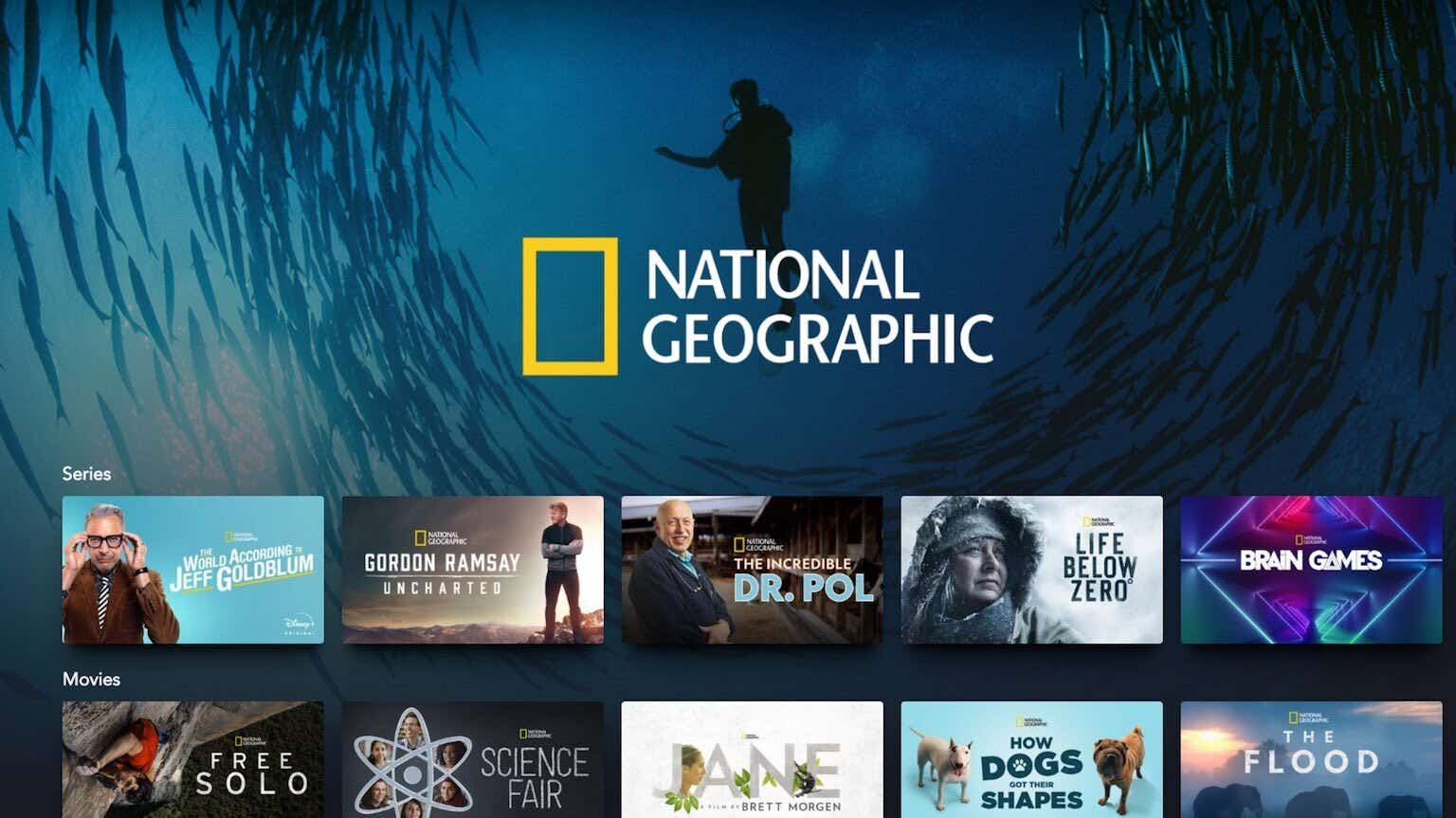 national geographic menu on disney plus