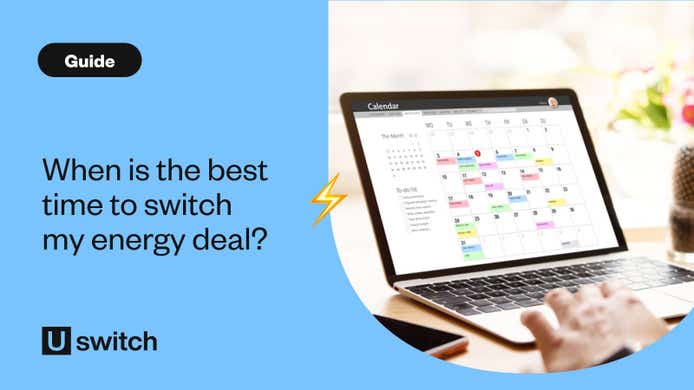 Laptop showing calendar as person works out when to switch energy