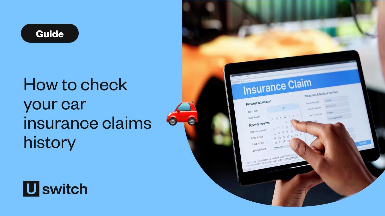 Someone filling out a claims form on a tablet screen