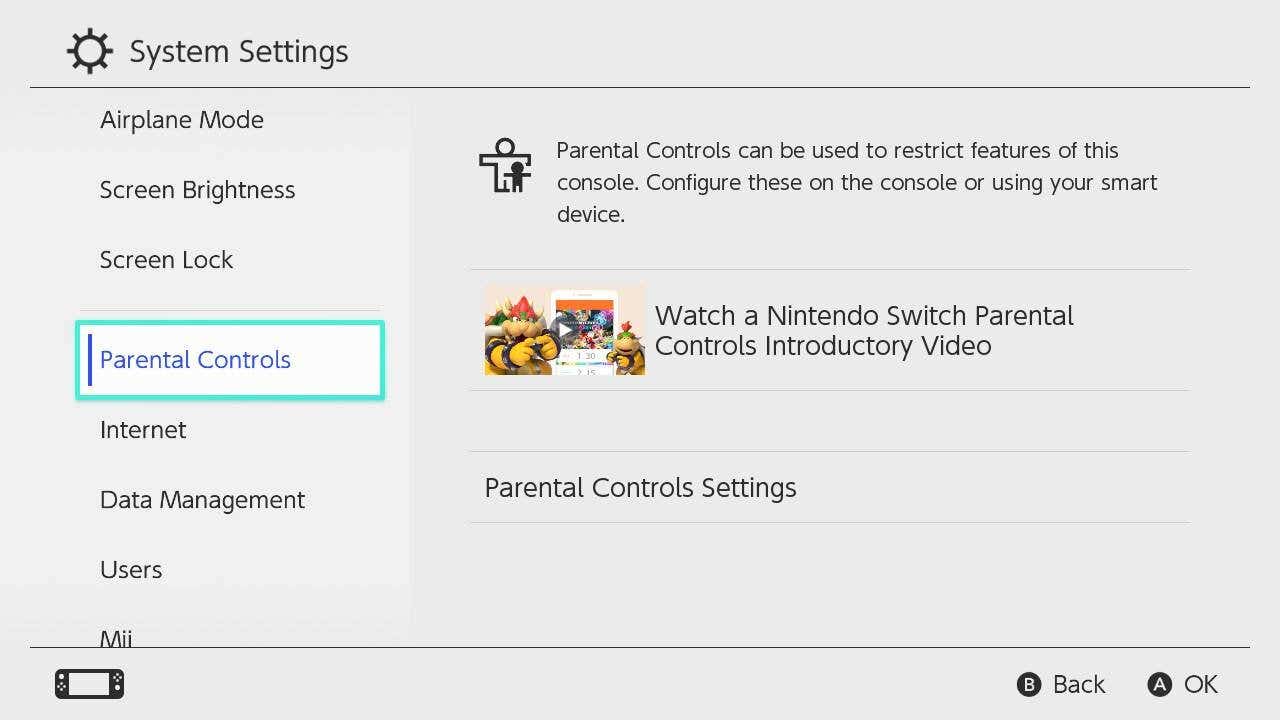 Switch01 - System settings - Parental controls