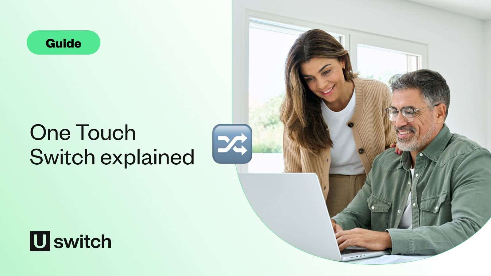 one touch switch broadband image with couple using laptop