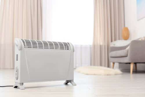 Standalone electric heater in living room