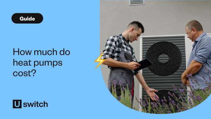 A feature image showing a homeowner considering buying a heat pump.