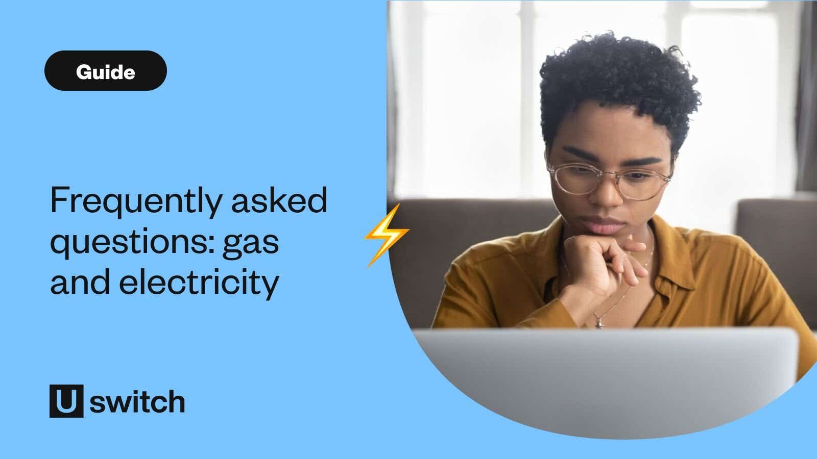 Woman pondering energy questions in front of laptop