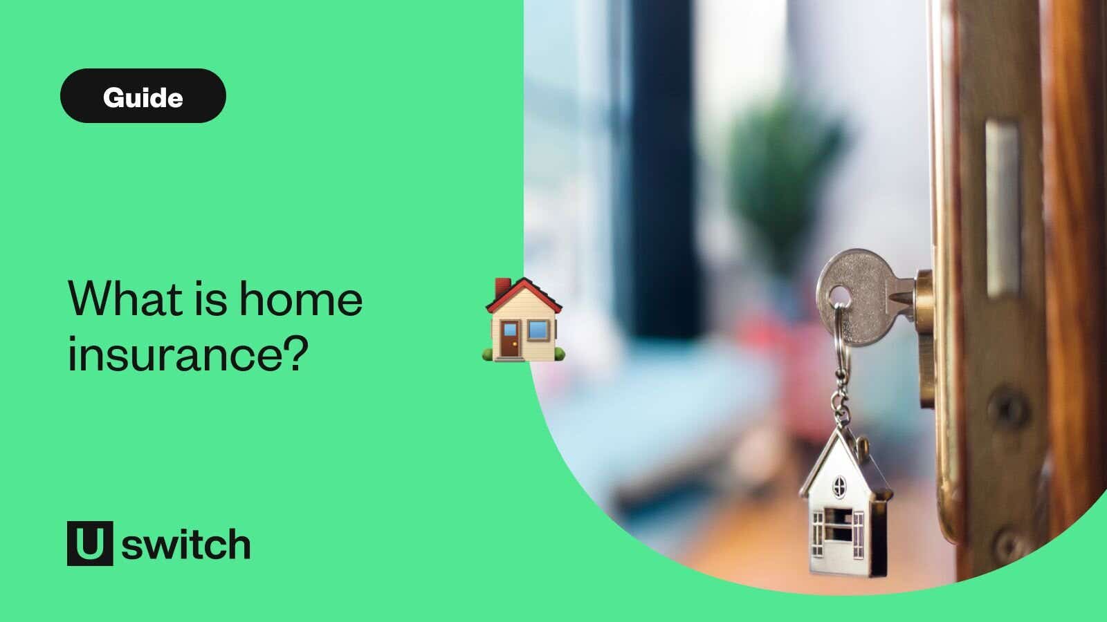 Key in door lock with house shaped keyring