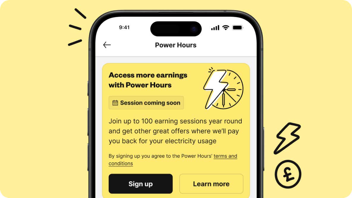 Illustration showing an energy usage graph and home valuation