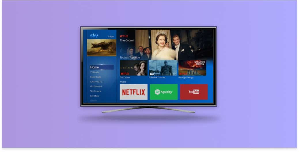 image of a tv with sky q displayed on screen