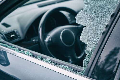 Car with smashed window