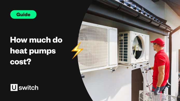 A feature image showing a person installing a heat pump.