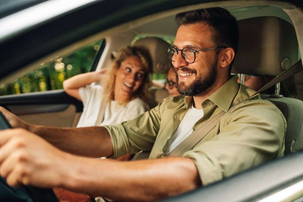 Man driving a car