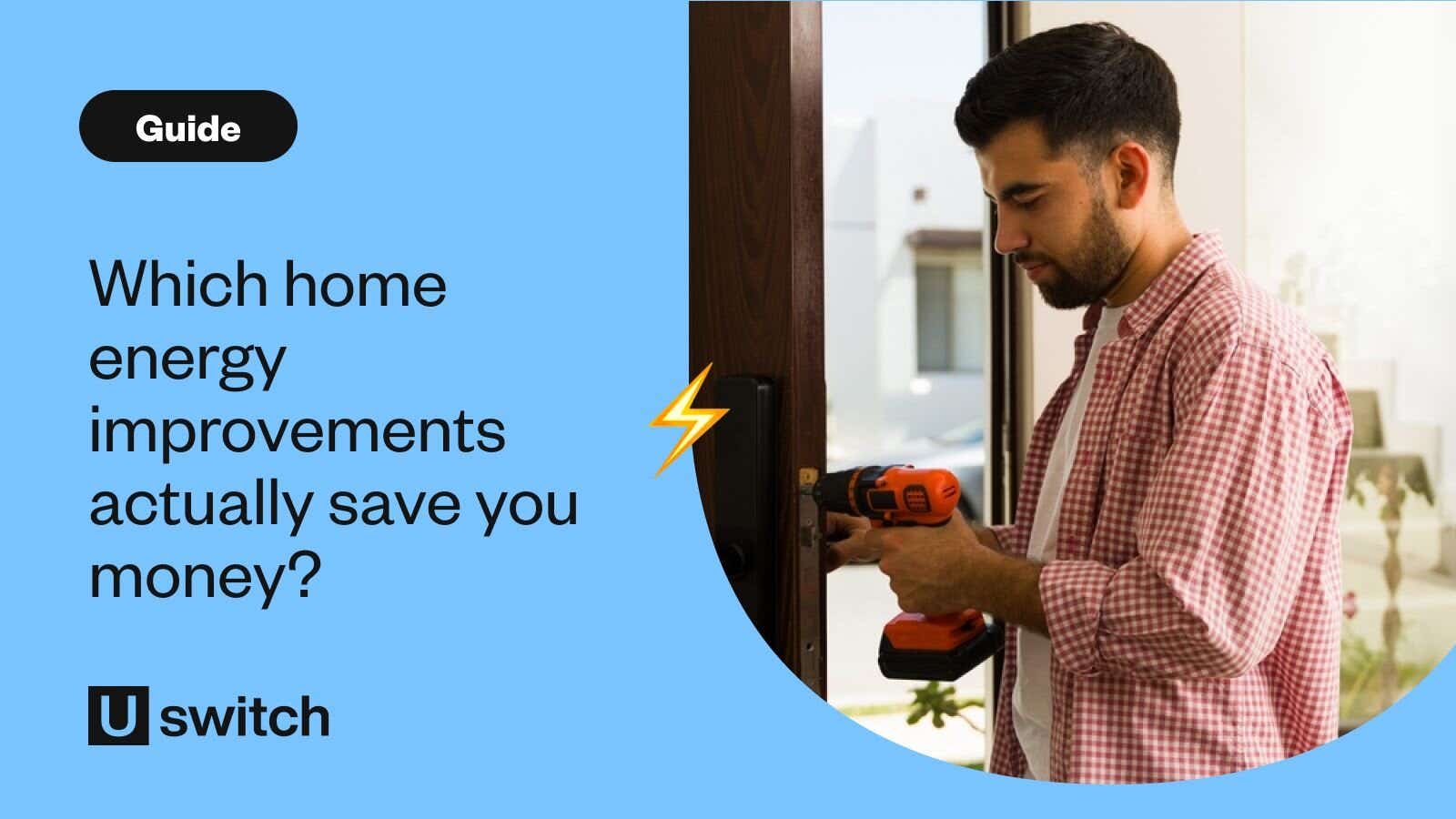 Man drilling into wall to make home energy improvements