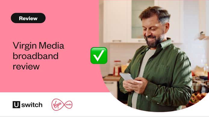 virgin media logo on a red background