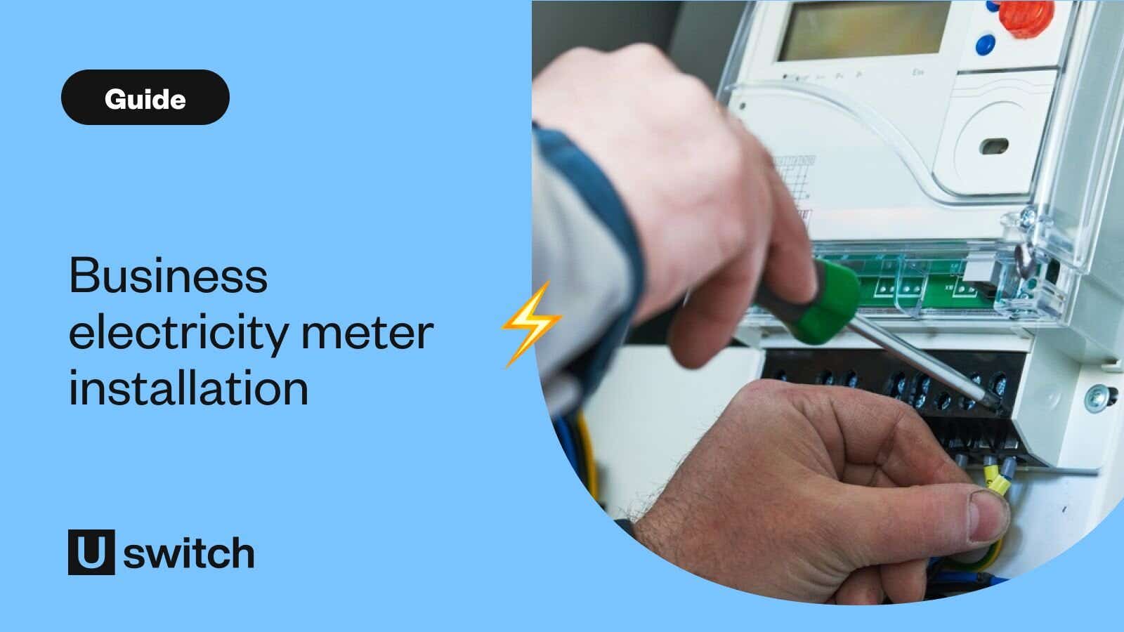 Electricity business meter being installed