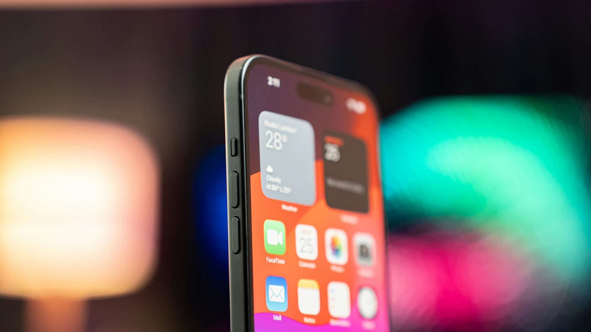 Top half of the screen of the iPhone 15 Pro